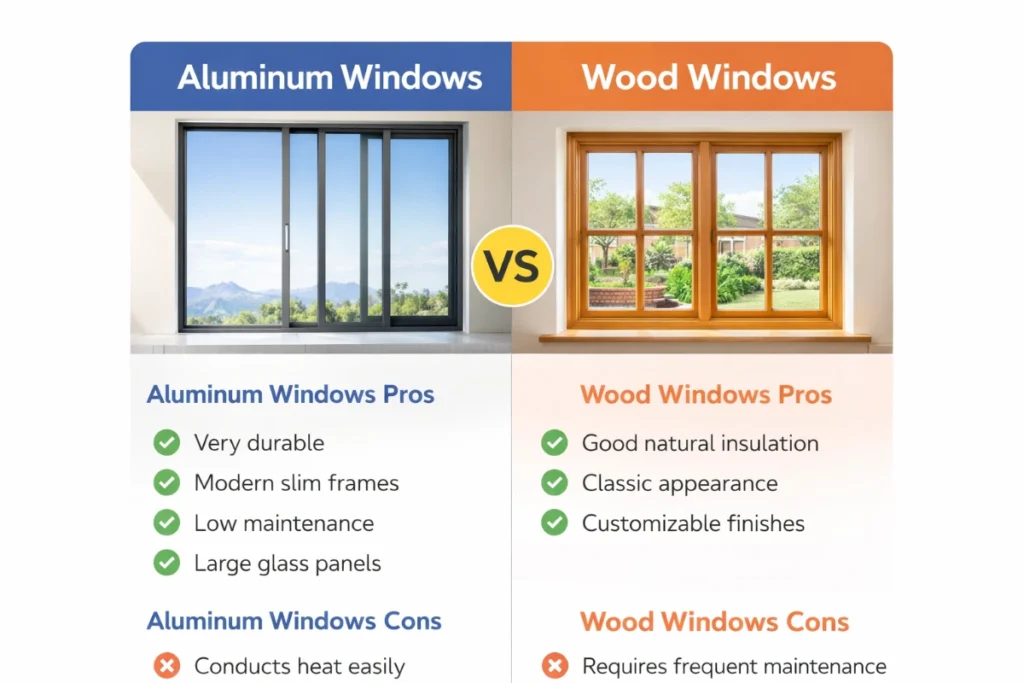 aluminum windows vs wood windows comparison